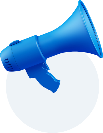 Side view of a blue megaphone