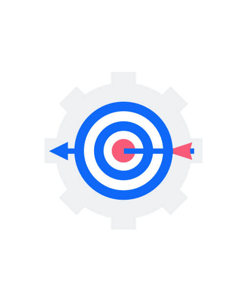 Arrow hitting target on a cogwheel