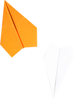 Two paper planes flying