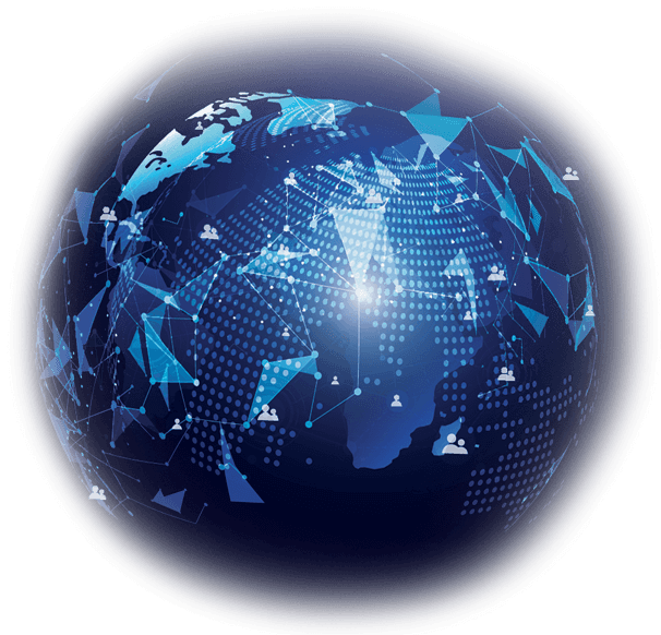 Digitized globe with connected people avatars