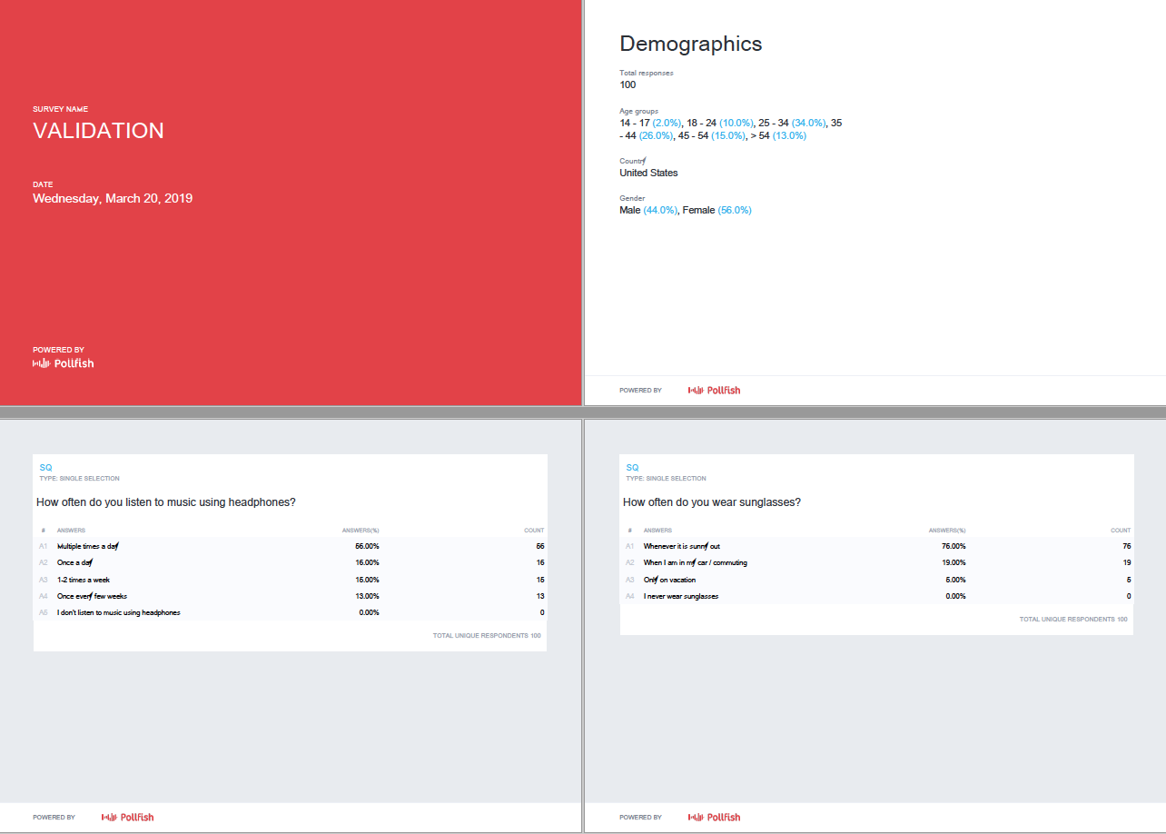 Export results example