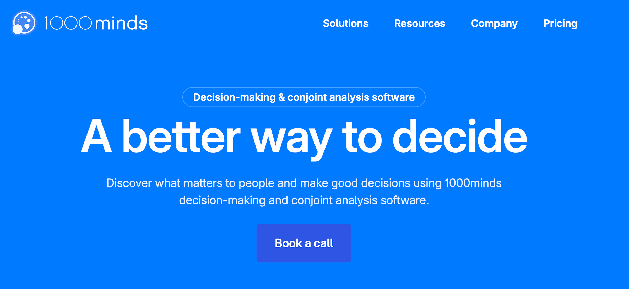 1000minds homepage: Decision-making & conjoint analysis software