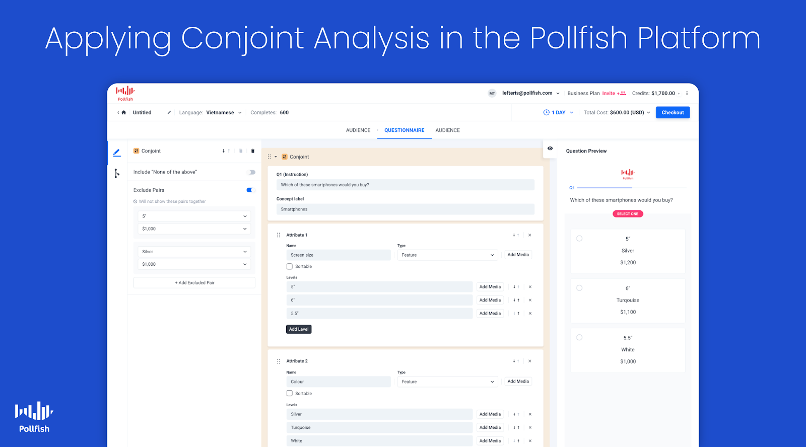 Applying Conjoint Analysis in the Pollfish Platform