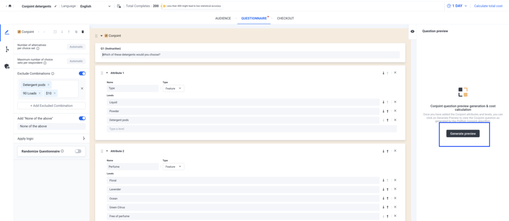 Conjoint Detergents: Generate Preview