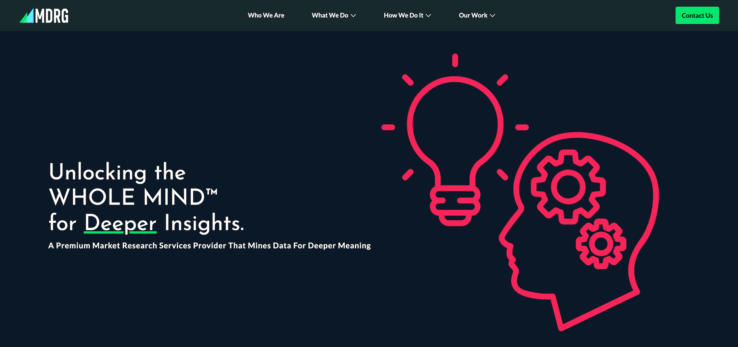 MDRG homepage: Unlocking the whole mind for deeper insights.