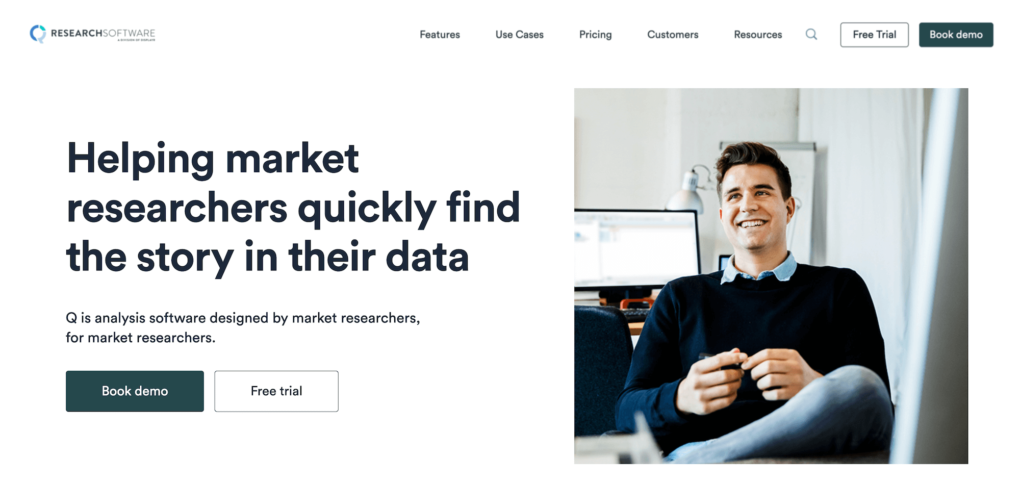 Q Research Software homepage: Helping market researchers quickly find the story in their data