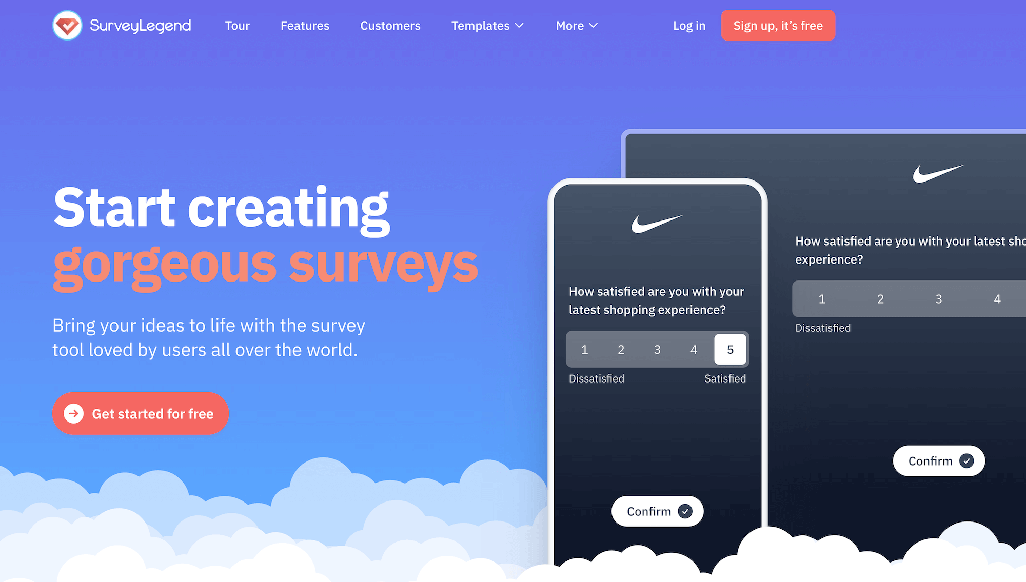 SurveyLegend homepage: Start creating gorgeous surveys