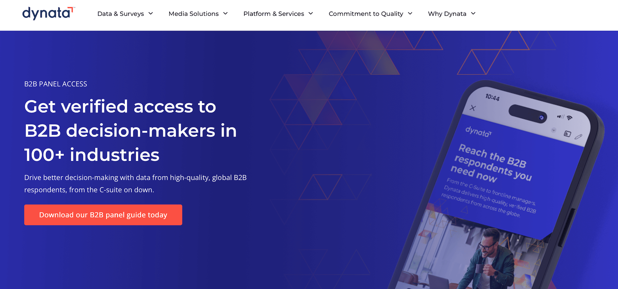 Dynata homepage: Get verified access to B2B decision-makers in 100+ industries